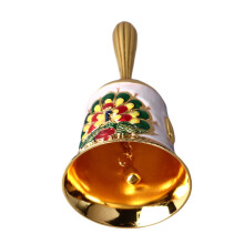 Cloche à main vintage en laiton, alliage doré et blanc, gravée