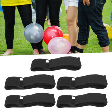 5 Stück 3-Bein-Rennen Bänder Staffelspiel Outdoor-Gruppenspiele Partyspiele für Kinder Erwachsene Geburtstag Karneval Fest Tag Schwarz