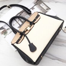 Sac PU à blocs de couleur 30 25 16 cm noir grande capacité