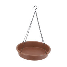Hanging Plastic Round Bird Bath Feeder 30.5x5.8cm Brown Garden Decor
