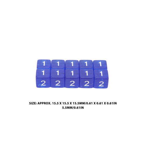 30 pièces de dés de 15,5 mm, à 6 faces, bleu transparent 1