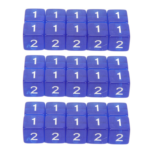 30 pièces de dés de 15,5 mm, à 6 faces, bleu transparent 2