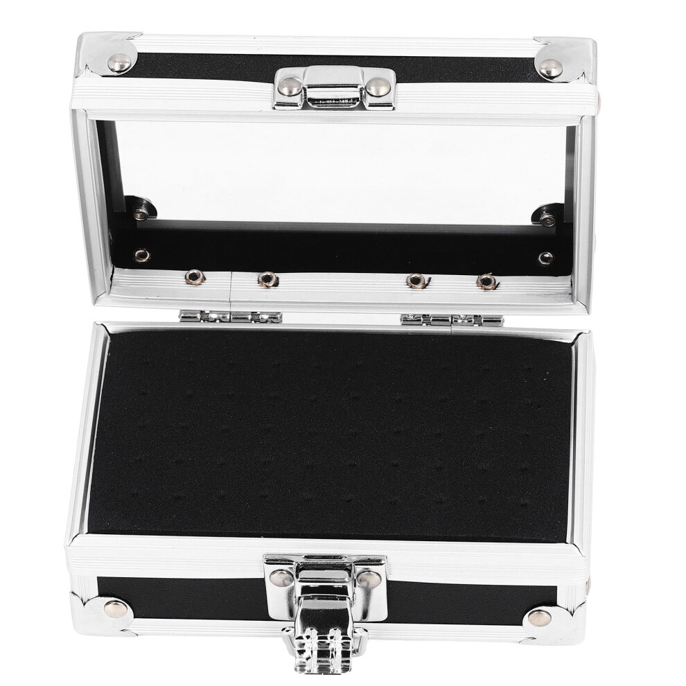 Black Compact Nail Drill Bits Case - Multi Hole & Transparent Cover