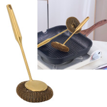Spazzola in lana d'acciaio con manico lungo 230 g 10,5x27 cm Oro