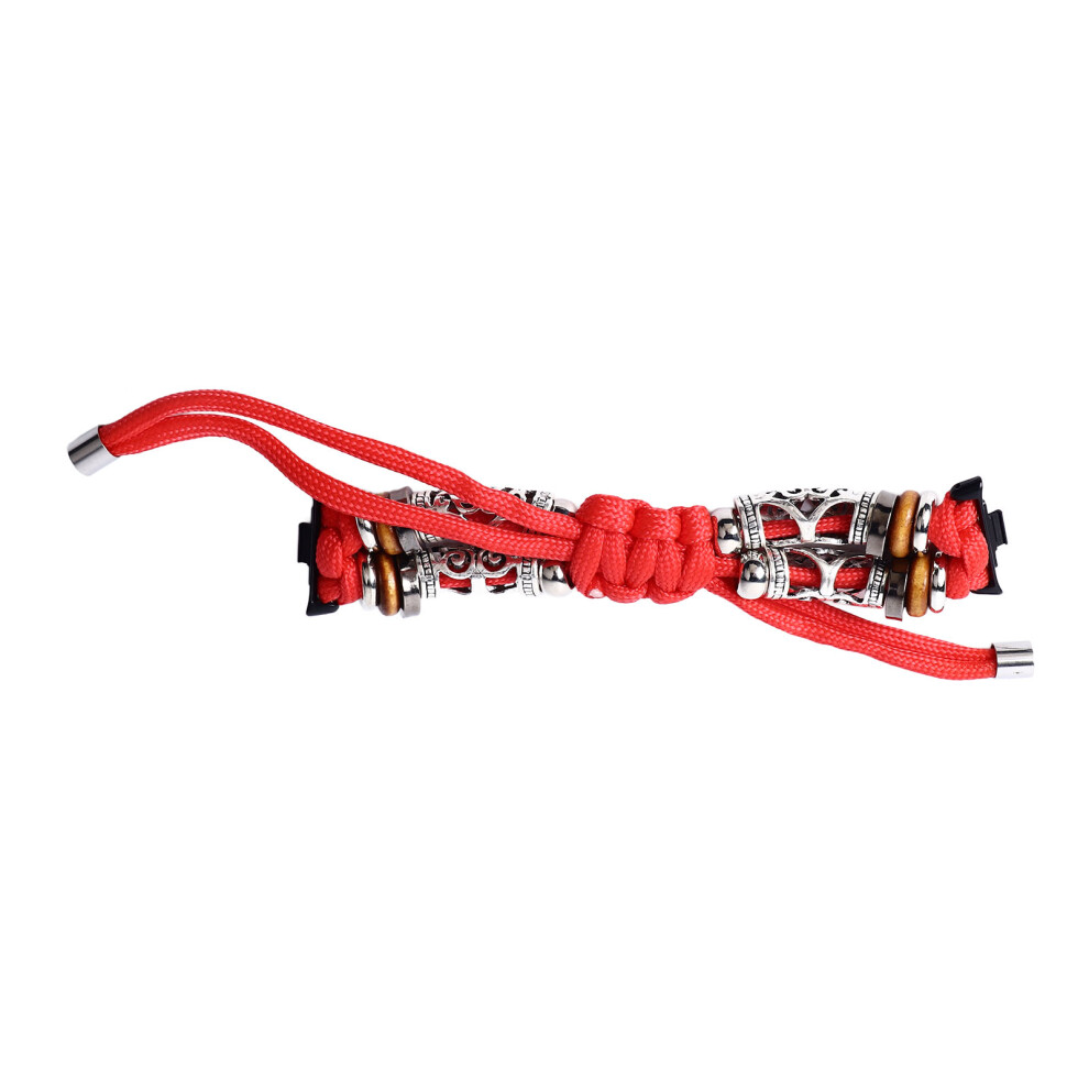 Adjustable Braided Loop Wristband For Mi Band 8 Pro, Breathable Beads, Red 4661336132955