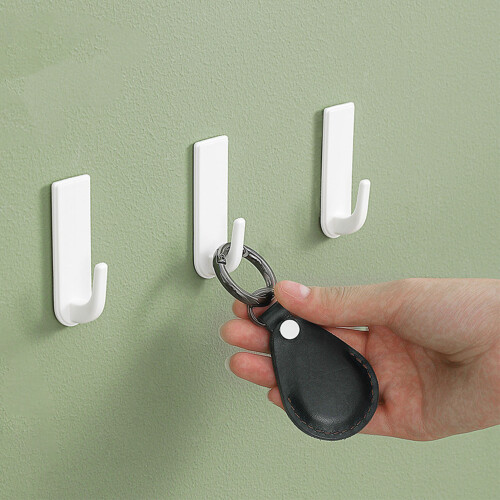 6pcs Plastic Bathroom Hooks No Drilling Adhesive Wall Hooks Stylish Simple 2