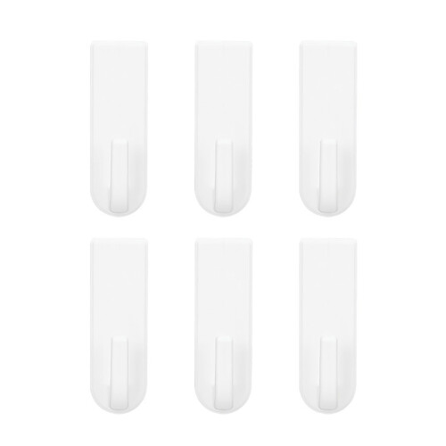 6pcs Plastic Bathroom Hooks No Drilling Adhesive Wall Hooks Stylish Simple 1