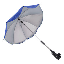 14-Zoll Universal-Kinderwagen-Sonnenschirm mit UV-Schutz, verstellbarer Kinderwagen-Regenschirm, Saphirblau (Silberkleber)