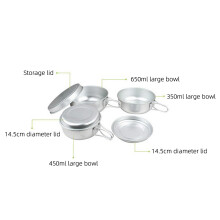 Set di ciotole da campeggio in alluminio ultraleggero 450/650/350ml