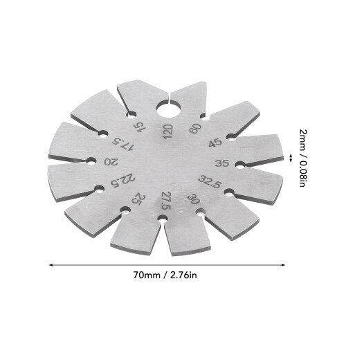 2 pièces, règle à biseau, acier inoxydable, Ø 70 mm, 15-120 1