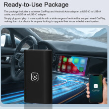 Kabelloser CarPlay Android Auto Adapter 4 in 1, Schwarz, kompakt, Plug & Play