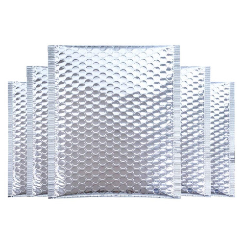 Bubble Mailers 4.3x4.3 Inches Self-Adhesive Silver Metallic Bubble Envelopes 50 Pack