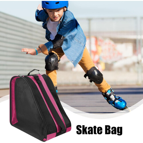 Ice Skate Bag Three-Layer Design Ice Skate Backpack Breathable Shoe Storage Bag Rose 1