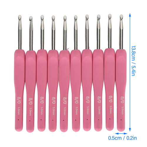 Set di 10 uncinetti da 5,0 mm, argento, 13,80,5 cm 1