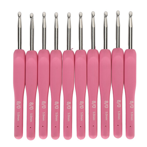 Set di 10 uncinetti da 5,0 mm, argento, 13,80,5 cm 2