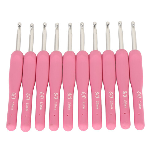 Set di 10 uncinetti da 5,0 mm, argento, 13,80,5 cm