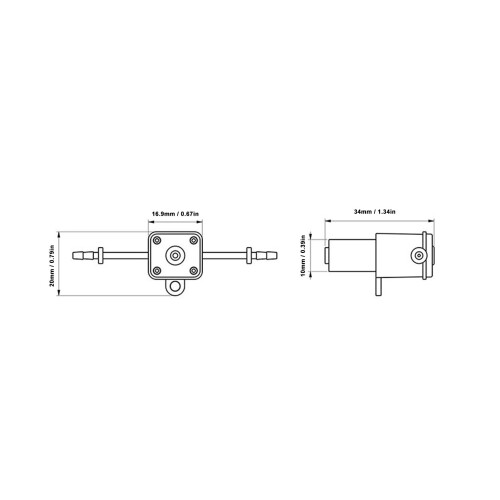 Mini pompa peristaltica 34x16,9x20 mm trasparente 1 mL/min 1