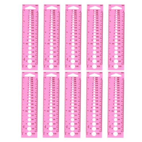 10Pcs Clear Plastic Knitting Needle Gauge Ruler Multipurpose Sewing Tool 1