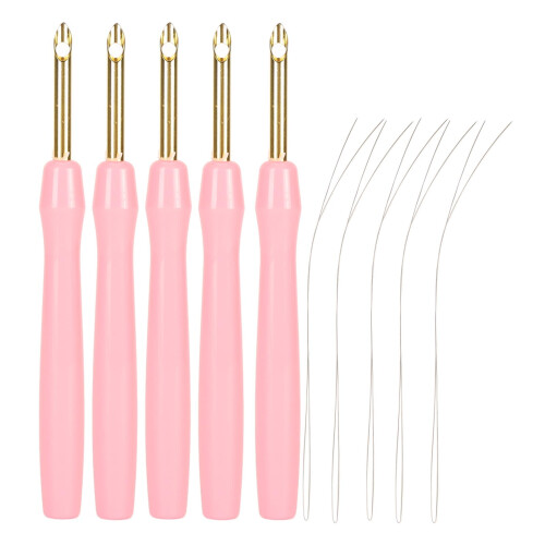 Penna punch needle da 5,0 mm con manico ergonomico rosa, set da 5 pezzi 2