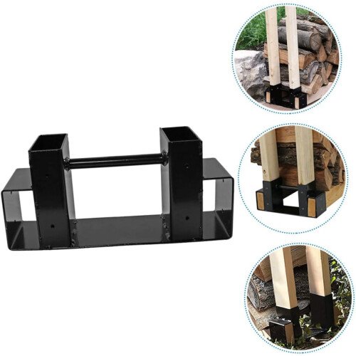 Firewood Storage Rack One Piece Iron Black Finish For Home Plank Storage Stack Stand 2