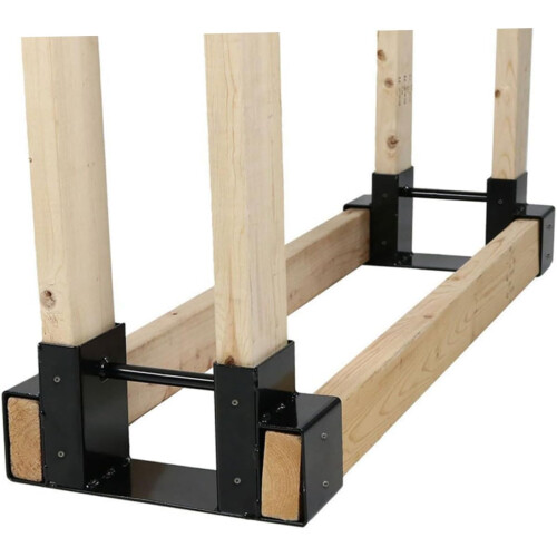 Firewood Storage Rack One Piece Iron Black Finish For Home Plank Storage Stack Stand 1