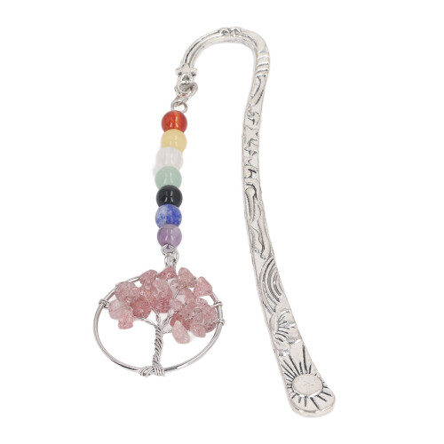 Marque-page Stone Tree 7 chakras cristal fraise