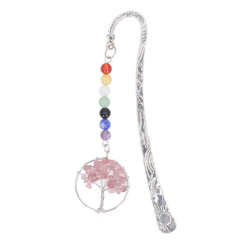 Marque-page Stone Tree 7 chakras cristal fraise 1