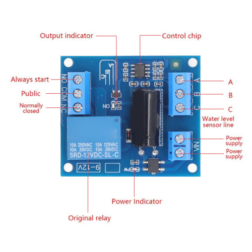Module de contrôle du niveau d'eau - Carte relais 12 V 2