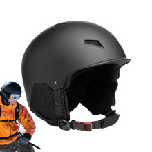 Ski Helmets Unisex Shock Absorbing Snow Sports Gear With Goggles Strap Clip Ventilated Shell Black Model 1