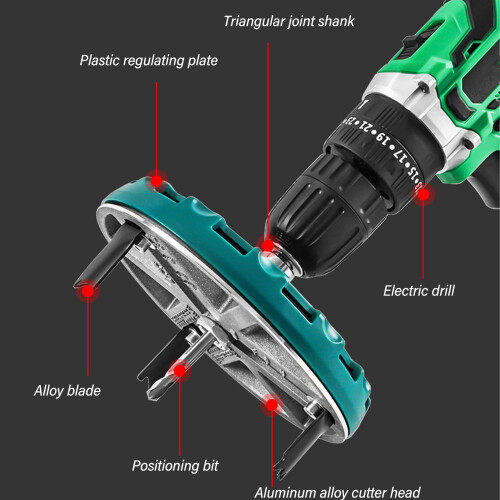 Adjustable Punching Saw Drill Bit Carbide Round Hole Cutter 90 Vertical Blade 2