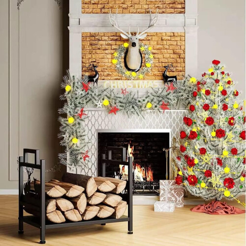 Firewood Rack Iron Firewood Storage Rack Modern Simple Style Stacking Shelves Fireplace Tools Storage 1