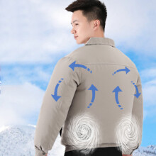 Fan-Jacke USB-Kühlventilator Kleidung Sommer Tragbarer Ventilator mit 4 Windgeschwindigkeiten Klimaanzugsjacke mit Ventilatoren für Arbeit,