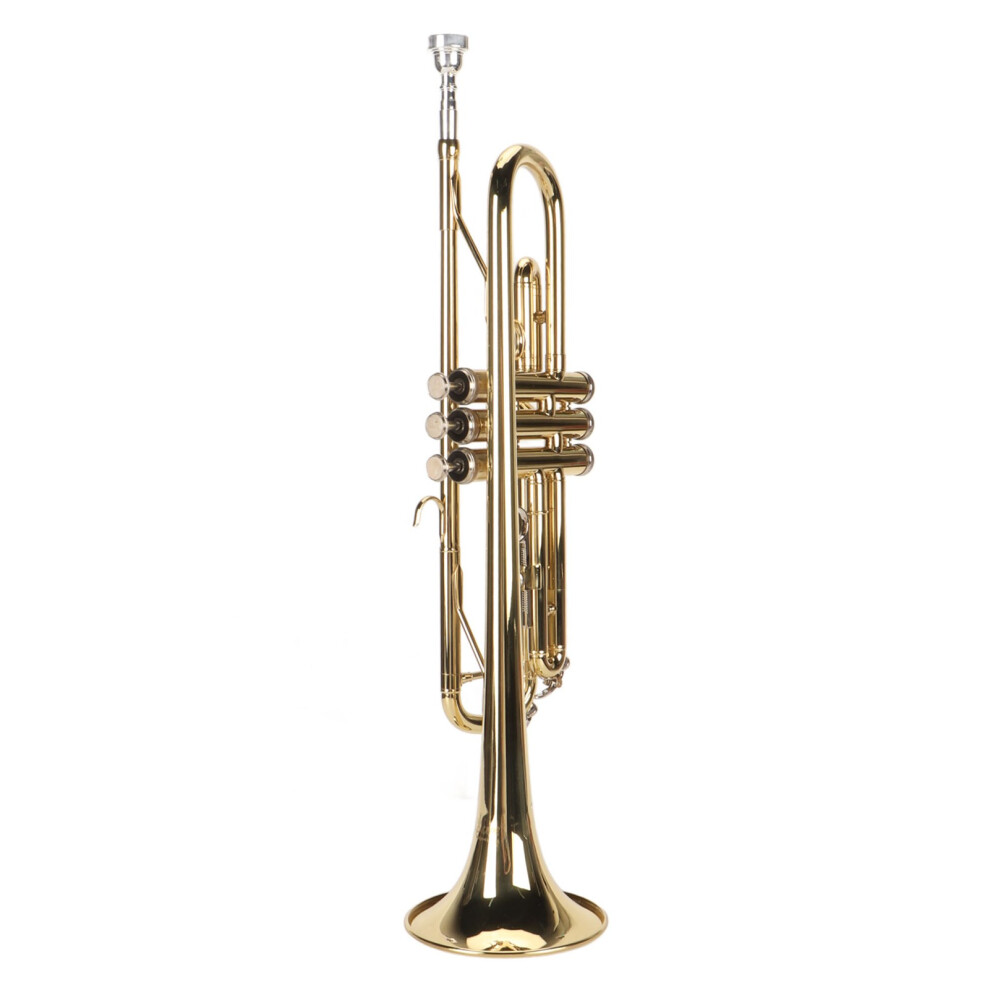 Bb Trumpet Set with Nickel Plated Mouthpiece for Beginners, Gold, Brass