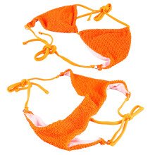 Crisscross Bikini-Set Seitliche Bindung Einfarbig Damen 2-teiliges Badekleid Badeanzug für Sommer Strand Schwimmen Orange M