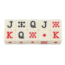 20 Stück Spanisches Poker-Würfel Set, sechseitige quadratische JQK Würfel aus Kunststoff, Tischspielwürfel, gelb