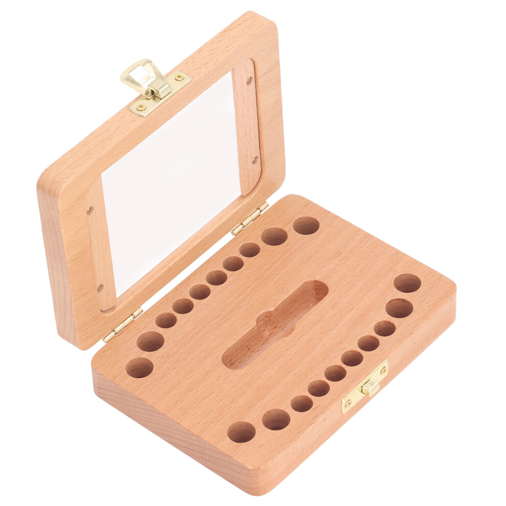 Baby Tooth Keepsake Box Wood - Fetal Hair Container for Boys Girls 4x3x1.5in