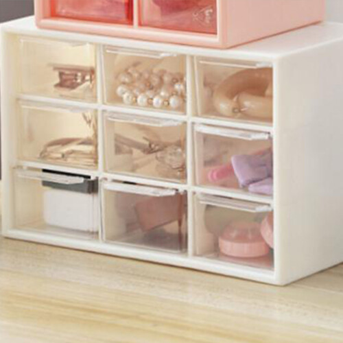 White Nine Square Grid Drawer Desktop Organizer Plastic Storage Box 2