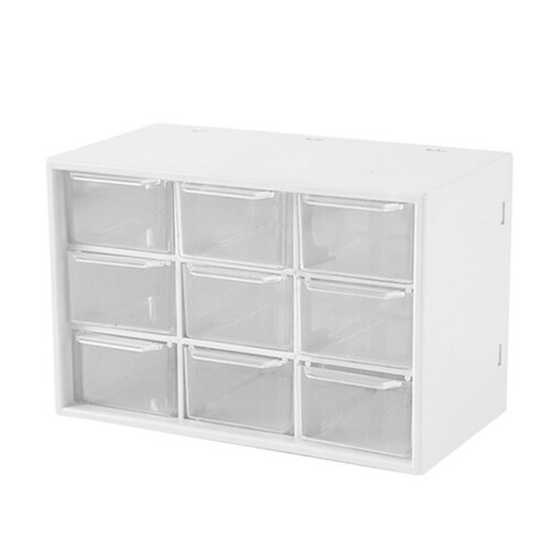 White Nine Square Grid Drawer Desktop Organizer Plastic Storage Box 1