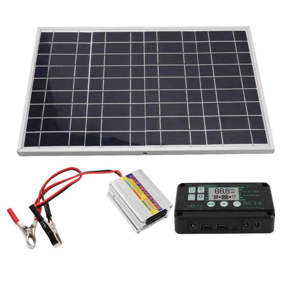 30W Solar Panel Kit, 220W Mppt Power Inverter, Waterproof Controller 8351336204399