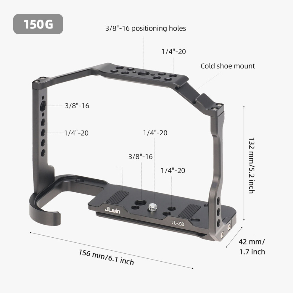 Aluminum Camera Cage For Nikon Z8 Â Lightweight 156X42x132mm Black 8711336209891