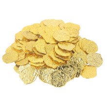 Dekorative Piratenschätze 100 Stück Gold Kunststoff für Halloween- & Veranstaltungsbedarf