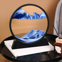 12-Inch Rotatable Blue Moving Sand Art Picture, 25.5x25.5cm Decor