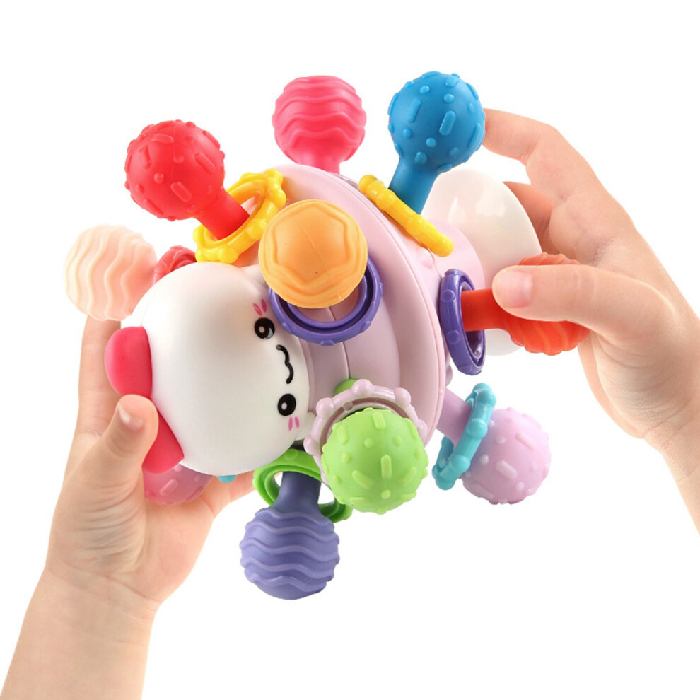 Baby Sensory Chew Teether Toy Balls – Plastic Rattle & Grasping Aid