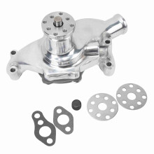 Hochleistung Kurzwasserpumpe aus Aluminium mit großem Wasserfluss für SBC V8 283 327 350, 1955 bis 1985, poliert