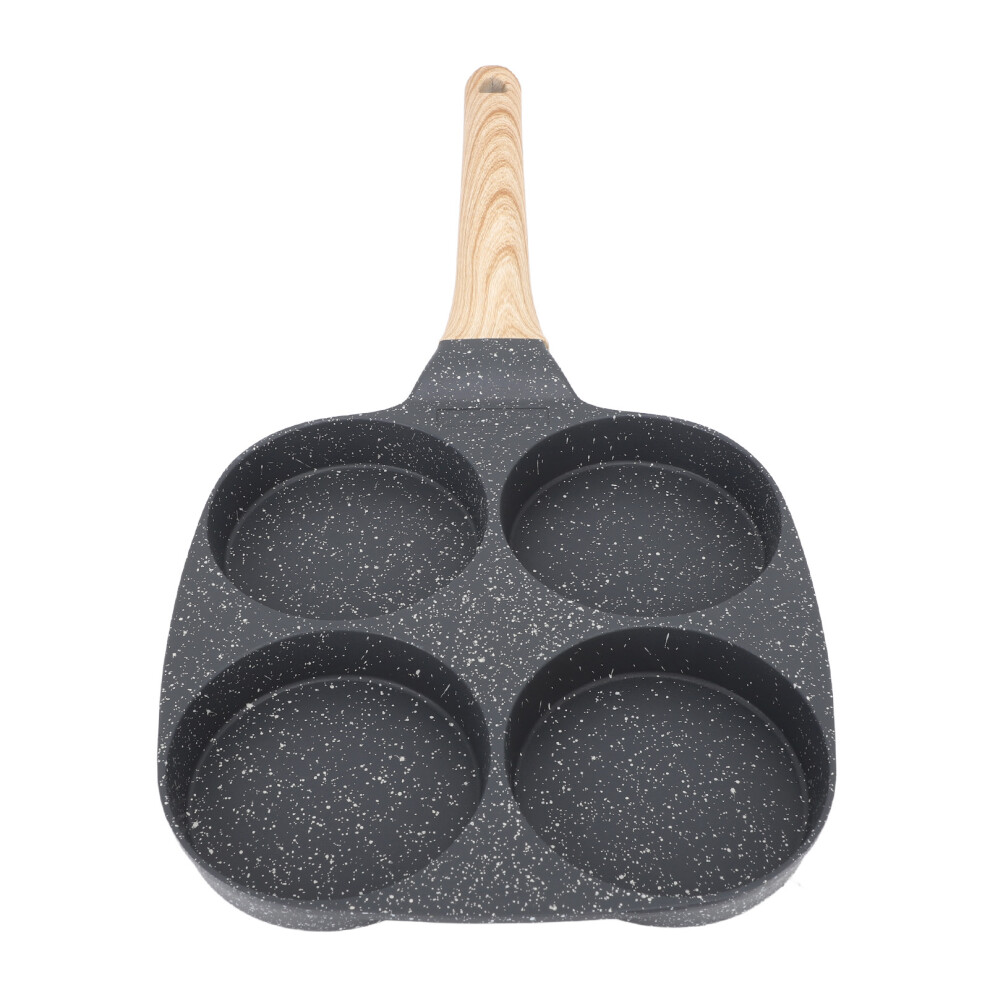 Aluminum 4 Cup Egg Frying Pan Non-Stick with Wooden Handle, 19x18.5cm-image-OPC-PJDXQD2-NEW