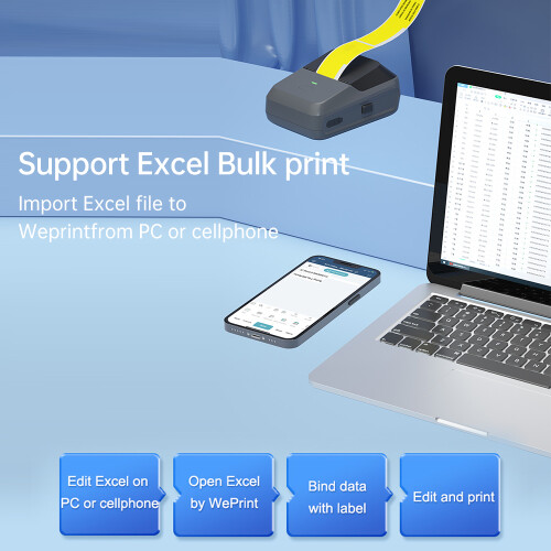 P2 57mm Portable Thermal Label Printer 203DPI for iOS Android
