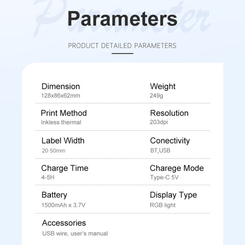 P2 57mm Portable Thermal Label Printer 203DPI for iOS Android 1