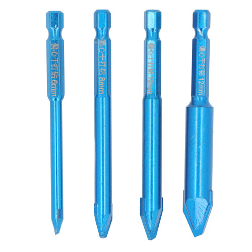 4PCS Masonry Drill Bits Blue Glass Concrete Marble Multi-Function 1