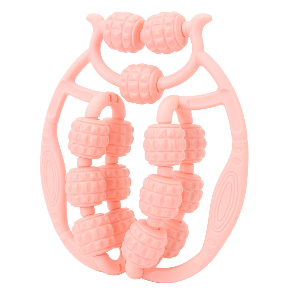 Pink Compact 15-Wheel Massage Roller: Relieve Muscle Tension & Stress