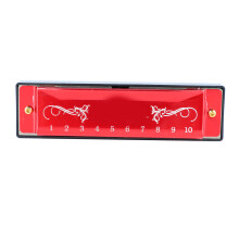 Harmonika 10 Löcher 20 Stimmungen C-Ton Professionelles Standard-Mundharmonika mit Etui für Kinder Anfänger Rot
